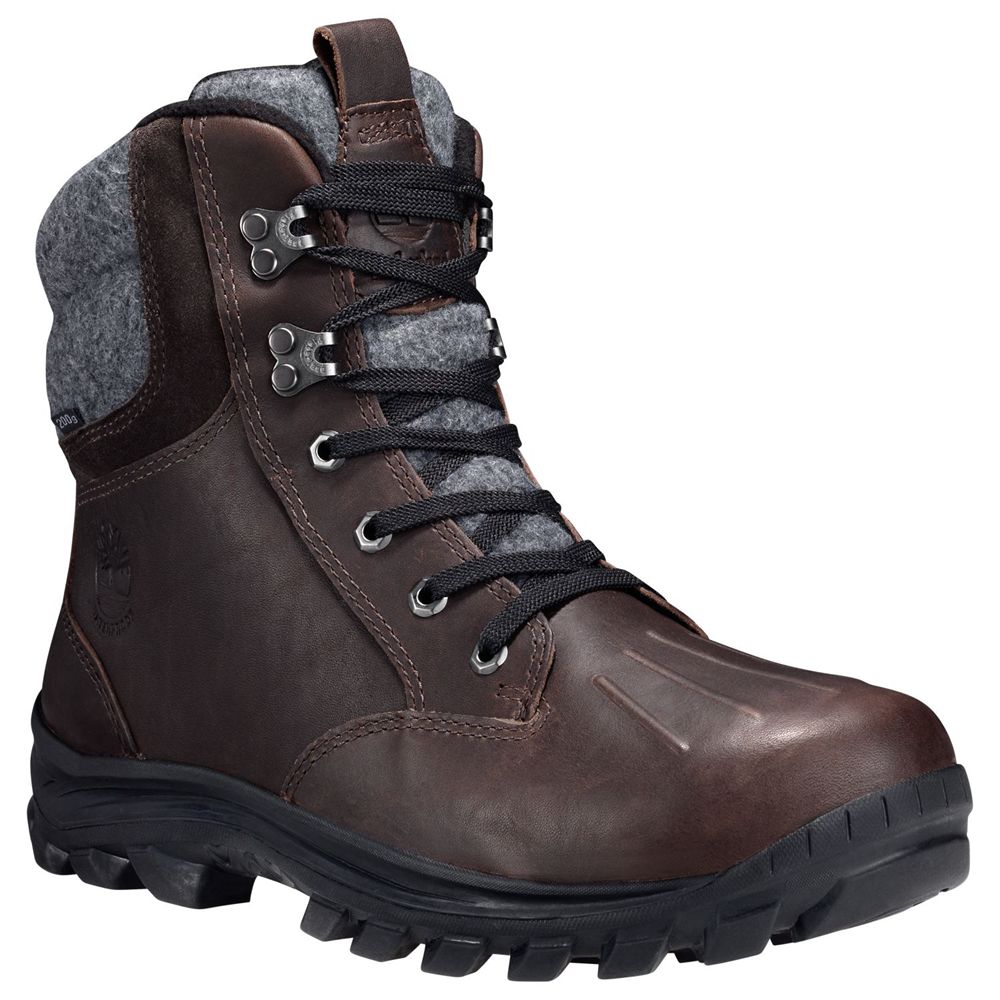 Timberland Mens Snow Boots Chillberg Mid Waterproof - Dark Brown - India FI5379406